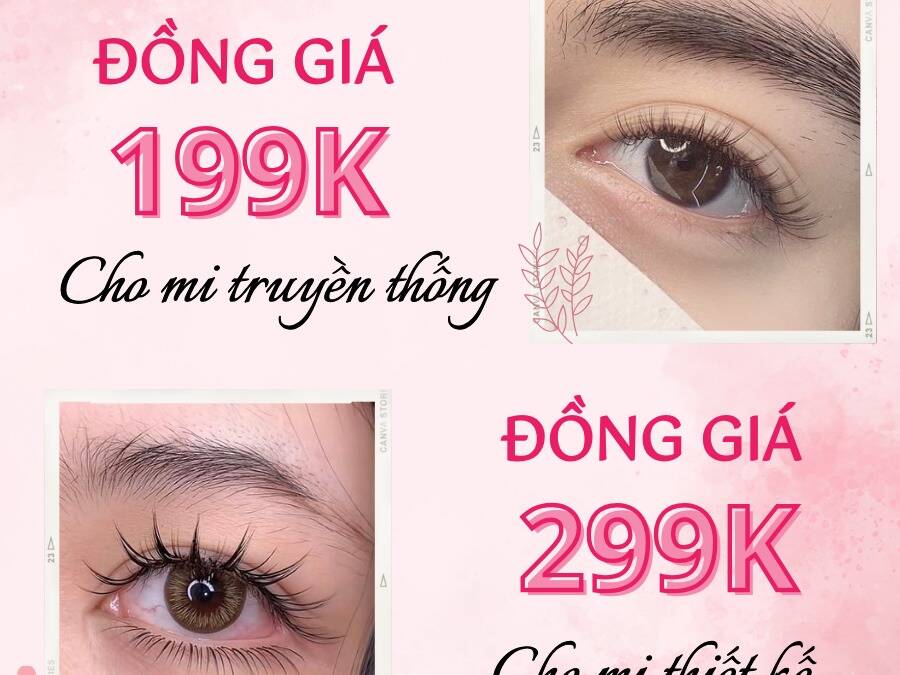 đồng giá nối mi 199k